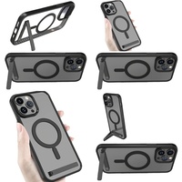 Casing Magnetik Kristal dengan Penyangga untuk iPhone 14 15 Pro Max 17 Air 16 Plus 13 12 11, Case Holder Stand Aksesoris Ponsel