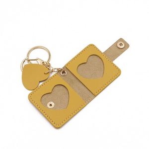 PU Leather Embossed Cute Minimalist Photo <b>Keychain</b> Small Mini Couple <b>Anime</b> Celebrity Copper Storage Pendant - Product Image 2