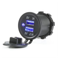 Chargeur USB double 12V-24V, prise allume-cigare, sortie 3.1A, port USB avec LED pour voiture, moto, camion, camping-car, bateau
