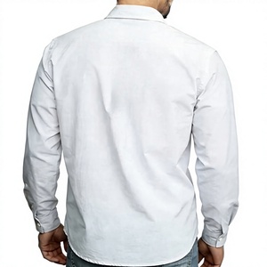 Camisa Casual de Popelina de Algodón Blanca para Hombre, Manga Larga, Cuello Clásico, Transpirable, Color Sólido, para Verano, 140g, Marca Personalizada - Product Image 3