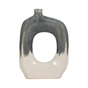Vaso in Ceramica Curvo con Ritagli, Design Bicolore per Arredamento Soggiorno, Camera da Letto, Ufficio - Product Image 1