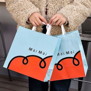 Bolsa de Papel Kraft Desechable, Reciclable, Biodegradable y Ecológica, Personalizada al por Mayor de Fábrica, con Asa, para Uso Comercial - Product Image 3