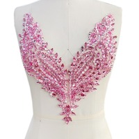 Applique en dentelle de strass acrylique faite à la main, broderie perlée, patch pour accessoires de robe