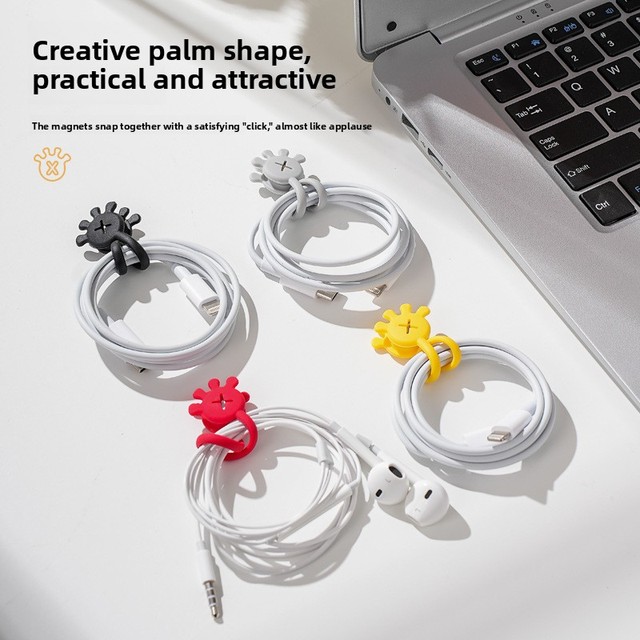 Hand-held Magnetic Silicone Cable Organizer Cable Ties Magnetic Winder Headphone Data Cable Storage Refrigerator Magnet Cartoon