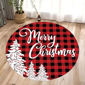 Tapis circulaire du jour de Noël avec renne antidérapant et tapis rond de décoration d'intérieur lavable en machine - Product Image 1