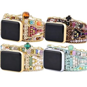 Trendybay nouvelle <span class=keywords><strong>pierre</strong></span> naturelle végétalien perlé <span class=keywords><strong>Bracelet</strong></span> Smartwatch <span class=keywords><strong>Bracelet</strong></span> pour Iwatch série 8 7 6 pour <span class=keywords><strong>Apple</strong></span> <span class=keywords><strong>Watch</strong></span> Band bijoux - Product Image 1