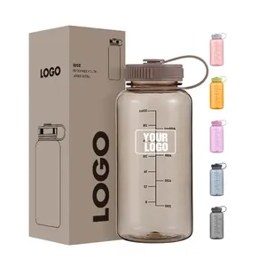 Botol air motivasi olahraga botol air plastik Tritan kustom 900ml 30oz warna Pantone sesuai pesanan