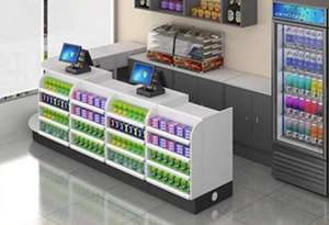 Mostrador <span class=keywords><strong>de</strong></span> Caja para <span class=keywords><strong>Farmacia</strong></span>, Tienda <span class=keywords><strong>de</strong></span> Conveniencia y Supermercado Wumart, Diseño Simple y Moderno en Madera con Esquinas Arqueadas, Tamaño Personalizado - Product Image 3