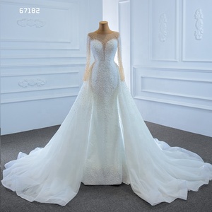 Jancember RSM67182 In Rilievo Pesante A Manica Lunga Della Sirena Abito Da Sposa Per La Sposa