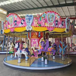 Pabrik langsung Tiongkok taman hiburan 24 kursi Carousel wahana anak-anak Fairground atraksi Carousel Merry Go Round Rides