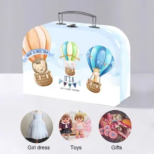 HONGE Custom High Quality Luxury Paper Board Suitcase Packaging Box Children Cardboard Suitcase Gift Box For Toy/Clothes/Gifts