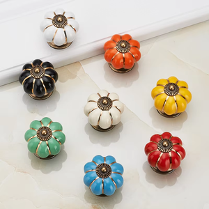 Pastoral Cartoon Multi Color Single Hole Children <strong>Bedroom</strong> Cabinet <strong>Door</strong> Drawer Ceramic Pumpkin Shape Style <strong>Knob</strong> - Product Image 6
