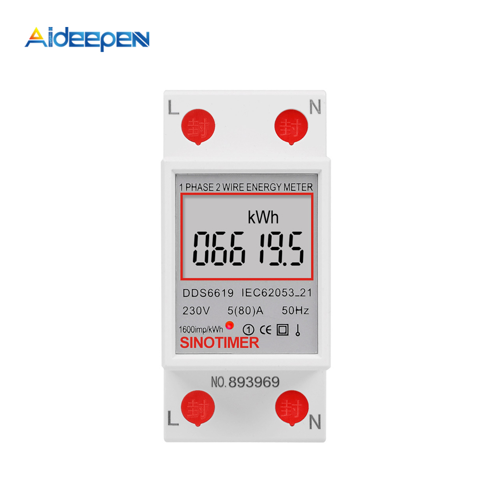 Интеллектуальный бытовой цифровой дисплей однофазный счетчик электроэнергии 230 В миниатюрный направляющий электронный счетчик энергии