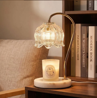 Lampe chauffe-bougie de table avec minuterie et variateur d'intensité, en verre floral rose, vert, multicolore, pour la fonte de cire, idéale pour bureau, chambre et salon