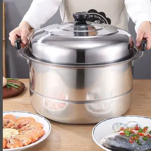 Bambus Big 5 Layer Temperature Adjustable Egg Boiler Water Containers Pressure Gas Food Steamer For Cooking Chinese Food