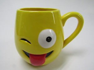 17oz per Smiley Love Face Emoticon Happy Coffee Mug grande rotondo giallo grande tazza da campeggio in ceramica con Design in rilievo 3D - Product Image 5