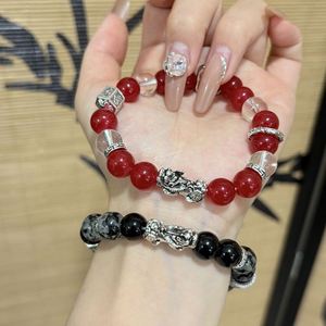 Bracelet de perles de Bouddha noir vintage de style chinois, Mantra Mani, obsidienne noire, richesse, chance, argent, Feng Shui, Pixiu - Product Image 2