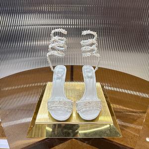 Zapatos de tacón alto de aguja con punta fina y una sola tira, de alta calidad, para novias, damas de honor, moda formal, tendencia de verano, con diseño floral grande y pequeño - Product Image 3