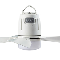 Mini ventilateur de plafond de camping USB portable extérieur ou domestique avec LED LED * 10W CCT + gradation et télécommande 5 lames ABS