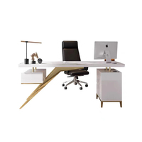Bureau de direction moderne en marbre avec tiroir et armoire intégrée pour bureau à domicile