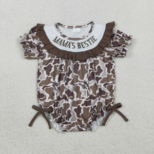 RTS Pelele con cuello y volantes estilo western para bebés niñas, con bordado fruncido 'Mama's Bestie' - Product Image 6