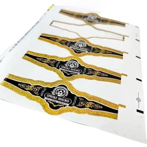 High Quality Eco-Friendly Waterproof Art Paper Custom Cigar Bands with Embossed Gold Foil Logo and Cigar <b>Labels</b> - Product Image 1