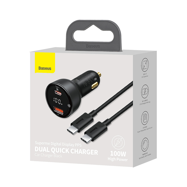 Baseus 100W USB-C PD Car Charger Quick Charge QC4.0 QC3.0 PD 3.0 Fast Charging for iPhone Samsung XiaoMi Car Phone Charger