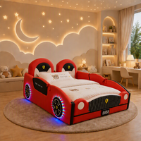 Lit pour enfants moderne et minimaliste 1,5M/1,8M/1,2M/1,35M, lit de voiture universel pour garçons et filles avec lumières LED, le rêve de tout petit garçon