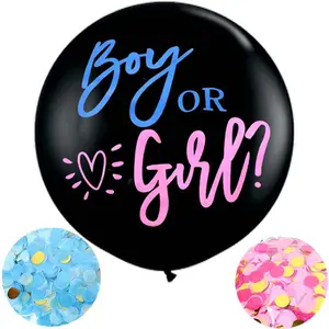 नई लिंग प्रकट पार्टी गुब्बारे 36 इंच चारों ओर काले गुब्बारे लड़का है या लड़की गोद भराई लेटेक्स गुब्बारे