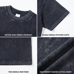 Custom Print Summer 100% Cotton women's Cropped t shirt low price Oversized Heavyweight Vintage washed t shirt for streetwear - Product Image 2