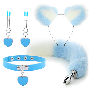 Beliebtes Lesbisches Bondage-Set Metall-Häschen-Fuchs-Katzenschwanz Analplug Nippelklemme Haarband Katzenohren Andere SM-Sexspielzeuge - Product Image 3