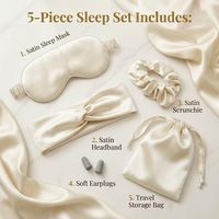 5 Pcs Set Masker Tidur Kasual Sutra Buatan Empat Musim, Ikat Rambut, Penutup Telinga, dan Kantung dengan Logo Kustom