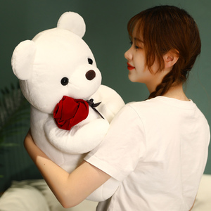 Orsacchiotto di <span class=keywords><strong>Peluche</strong></span> Personalizzato con Rosa Ricamata per San Valentino, Imbottitura in Cotone PP, Design Carino Personalizzabile, Giocattolo Antistress - Product Image 4