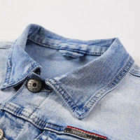 Traje de Mezclilla para Hombre, Estilo Coreano, Casual, Transpirable, Personalizable, con Patrón Sólido, Poliéster/Algodón, Logotipo Personalizado, Moda Primavera-Otoño