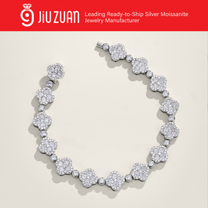 Bracelet à maillons en moissanite pavée complète, livraison rapide, fermoir articulé en argent S925, bracelets empilables scintillants de luxe pour le quotidien - Product Image 2