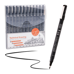 Marcadores Permanentes de Punta Fina con 12 Tamaños de Punta Diferentes, para Escribir y Pintar, OEM ODM Disponible, Bolígrafo Delineador - Product Image 1