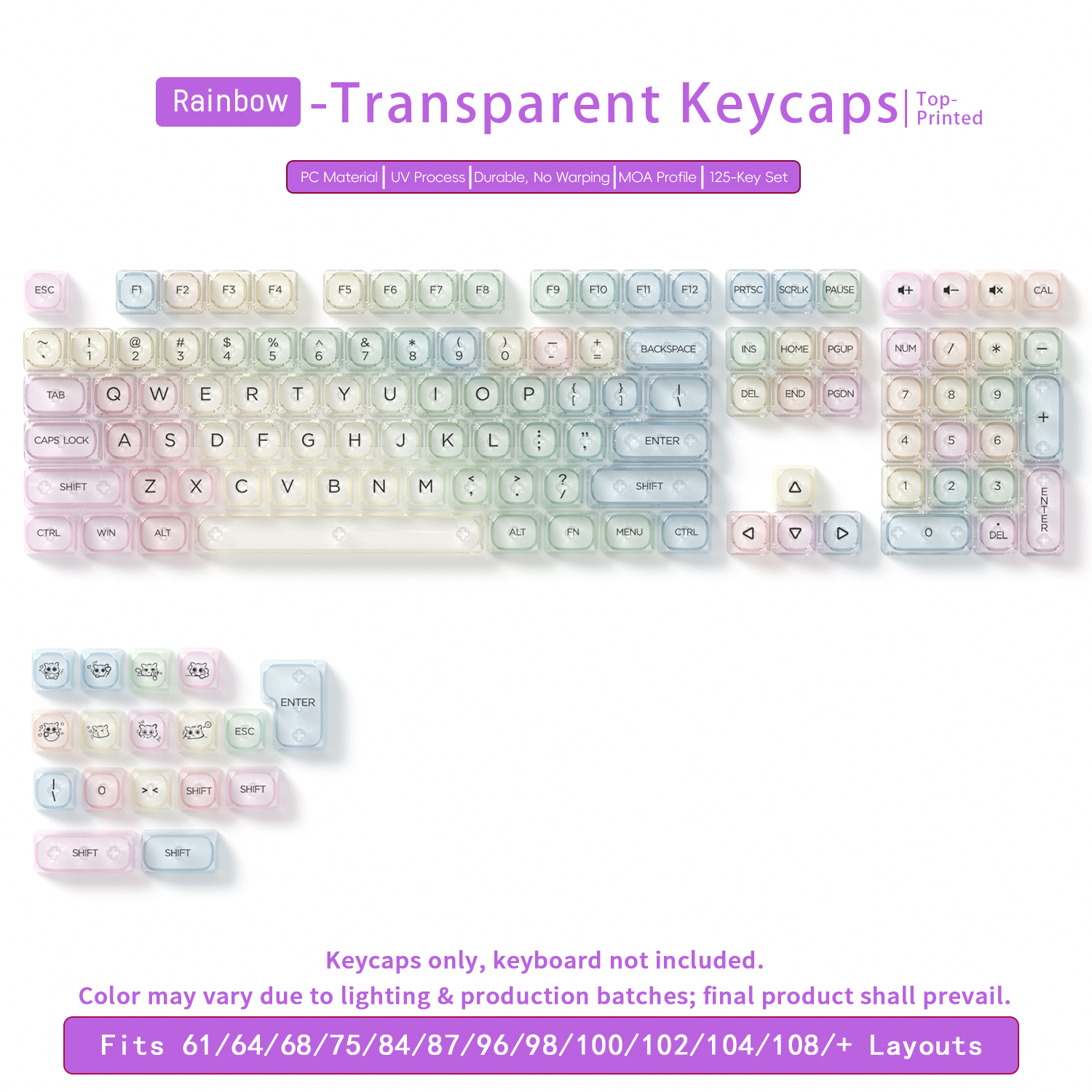 T-MOA Rainbow Keycaps