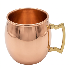 Mug à vodka en cuivre pur, fait main, couleur ivoire uni, avec poignée en laiton, compatible lave-vaisselle et micro-ondes, pour bar, restaurant, usage domestique - Product Image 1