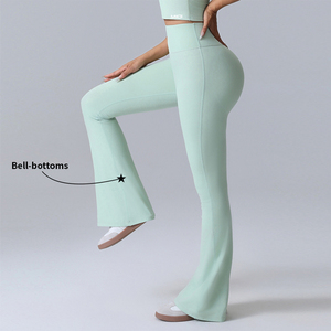 <span class=keywords><strong>Leggings</strong></span> de Yoga <span class=keywords><strong>Acampanados</strong></span> de Alta Calidad para Mujer, Pantalones de Fitness de Cintura Alta con Efecto Levanta Glúteos, Diseño Sólido - Product Image 5