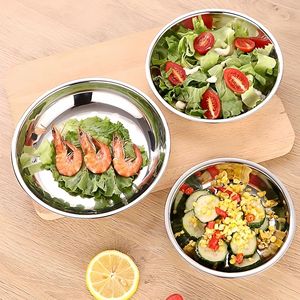 Assiette ronde en acier inoxydable, extra épaisse, de qualité alimentaire, pour barbecue à domicile, cantine, couleur unie - Product Image 2