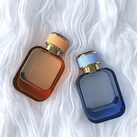 Flacon de parfum carré personnalisé avec logo, 50 ml en stock, rose et noir, flacon de parfum en verre avec vaporisateur, flacon de parfum de luxe avec boîte cadeau