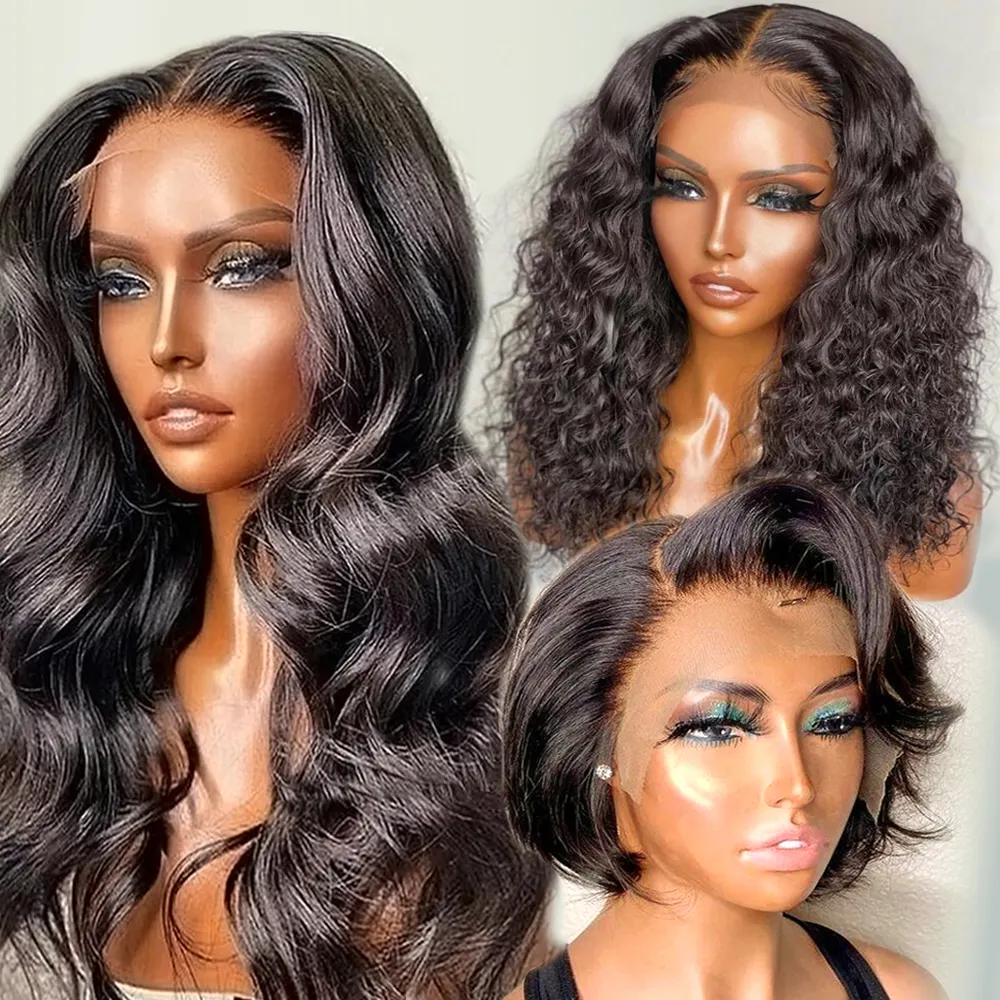 Wholesale Raw Indian Pre plucked Glueless Full HD lace wigs For Black Women, Natural Transparent Lace Front Human Hair Wigs