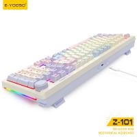 Clavier de jeu mécanique sans fil programmable E-YOOSO 100 touches RGB, Hot Swap, Gasket Mount, touches PBT, bouton rotatif, BT/2.4G/USB-C