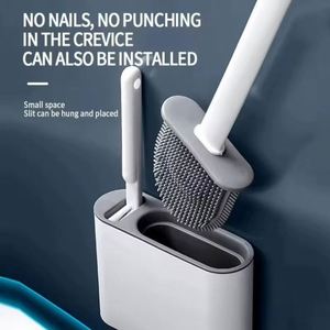Accesorios de Baño para Colgar en la Pared, Soporte para Escobilla de Inodoro de Mango Largo, Secado Rápido, Resistente al Agua, Ecológico, de Silicona ABS Suave - Product Image 5