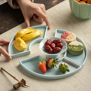 Plato de cerámica estilo chino para repostería, bandeja redonda de porcelana para frutas y aperitivos, para uso en fiestas en casa. - Product Image 5