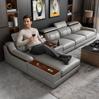 MULIGNA Luxus-Sofagarnitur Kunstleder-Ecksofa Wohnzimmermöbel Multifunktionales Sofa-Set mit Konsole und USB-Ladegerät