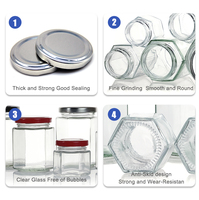 Frasco de Vidrio Hexagonal con Logotipo Personalizado, 280ml, 380ml, 500ml, Recipiente de Vidrio para Alimentos, Frasco de Vidrio para Miel