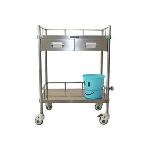 Chariot médical en acier inoxydable Detai Technology à double tiroir avec roulettes, chariot à instruments médicaux pour usage infirmier - Product Image 4