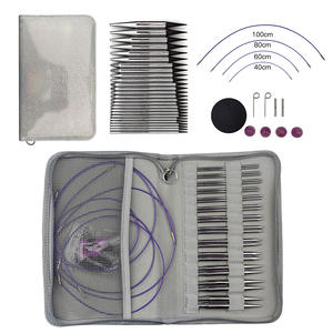 Juego <span class=keywords><strong>de</strong></span> <span class=keywords><strong>Agujas</strong></span> <span class=keywords><strong>Circulares</strong></span> <span class=keywords><strong>Intercambiables</strong></span> <span class=keywords><strong>de</strong></span> Aluminio para Tejer, Kit <span class=keywords><strong>de</strong></span> <span class=keywords><strong>Agujas</strong></span> <span class=keywords><strong>de</strong></span> Tejer con 4 Cables, Portaagujas y Bolsa - Product Image 1