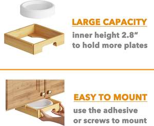 Grosir Dispenser piring kertas 10 inci bambu, dudukan piring bambu di bawah lemari, tempat Dispenser piring vertikal di meja dapur - Product Image 5